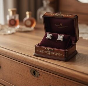 Vintage AVON Clear Rhinestone Stud Earrings | Silver-Tone Cushion Cut Sparkle